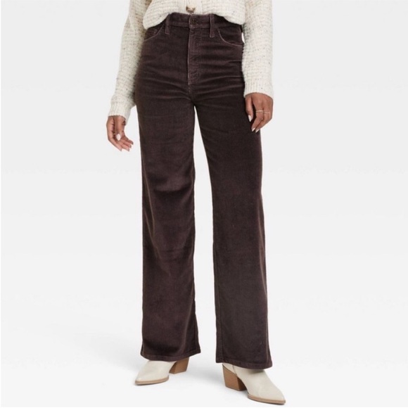 Universal Thread Women's High-Rise Wide Leg Jeans Corduroy Pants Brown - Picture 1 of 9